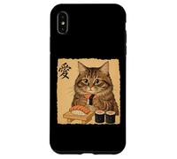 Divertido Tabby Gato Comiendo Salmón Sushi Nigiri Japonés Ukiyo-e Carcasa para iPhone XS MAX