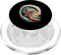 Divertido Tabby Surfing Retro Vintage Ocean Wave PopSockets PopGrip para MagSafe