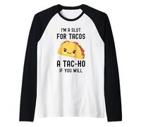 Divertido Taco, Soy una Zorra para Tacos, Linda y Adorable Comida Kawaii Camiseta Manga Raglan