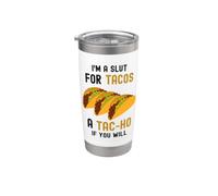 Divertido taco, soy una zorra para tacos, linda y adorable comida kawaii Vaso térmico de acero inoxidable de doble pared