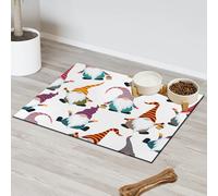 Divertido tapete de alimentación de gnomo de Navidad para mascotas, para gatos, perros, cuenco de agua, tapete de comida, tapete absorbente para mascotas, antideslizante, contiene derrames, protege