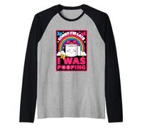 Divertido Tarde para el Trabajo Diciendo era Caca humorístico Camiseta Manga Raglan