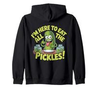 Divertido Tarro de pepinillos con Texto en inglés I'm Here to Eat All The Pickles para Amantes de la Sudadera con Capucha