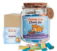 Divertido tarro de sabiduría de gato, 36 tarjetas de consejos de gatos caóticos, regalos divertidos para mujeres, regalo para amantes de los gatos, bonita decoración de escritorio, regalos de elefante