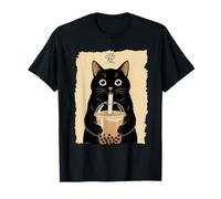 Divertido té de Burbujas con Estampado de Gato y Boba, Anime Kawaii japonés Camiseta