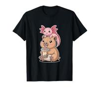 Divertido té de Capibara Boba Axolotl Kawaii Chibi Lindo Camiseta