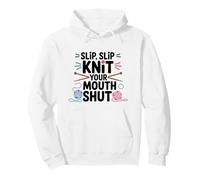 Divertido Tejido de Humor Slip Knit Your Mouth Shut Sudadera con Capucha