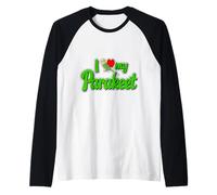 Divertido texto con el texto «Me encanta mi periquito», genial para pájaros, mamás, papás y mascotas Camiseta Manga Raglan