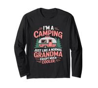 Divertido Texto en inglés Camping Grandma Mucho más Fresco Manga Larga