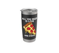 Divertido Todo Lo Que Necesitas Es Amor Y Pizza Dibujos Animados Vaso térmico de acero inoxidable de doble pared