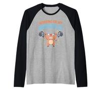 Divertido Trabajando En Mis Mooscles Diciendo Gimnasio Toro Humor Mujeres Hombres Camiseta Manga Raglan