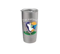 Divertido traje de fiesta de jubilación de pingüino jubilado 2025 Vaso térmico de acero inoxidable de doble pared