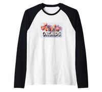 Divertido traje de flores de orquídeas Camiseta Manga Raglan