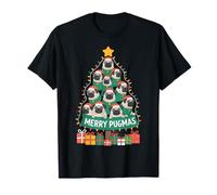 Divertido Traje navideño de Pug de árbol de Navidad Merry Pugmas Camiseta