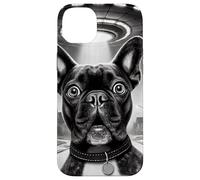 Divertido UFO Bulldog Francés Selfie Alien Encuentro Perro Meme Carcasa para iPhone 14 Plus