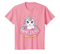 Divertido Unicornio Donut 4º cumpleaños niña Linda Fiesta Kawaii Camiseta