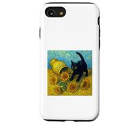 Divertido Van Gogh Girasoles Gato Meme Negro Arte Carcasa para iPhone SE (2020) / 7 / 8