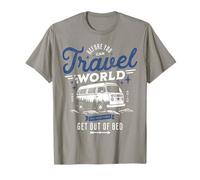 Divertido Van Travel Camping Life Levantarse de la cama Vintage Camiseta