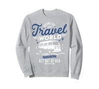 Divertido Van Travel Camping Life Levantarse de la Cama Vintage Sudadera