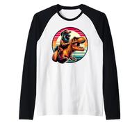 Divertido Vaquero Pastor Belga Montando Un T-Rex Camiseta Manga Raglan