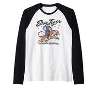 Divertido Vaquero Retro de Easy Tiger Montando un Tigre Camiseta Manga Raglan