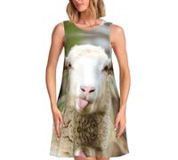 Divertido vestido largo de verano para mujer, estilo casual, sin mangas, cuello redondo, con lengua de oveja traviesa, para verano, vestido largo de playa, trajes de vacaciones, Negro, XXL