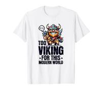 Divertido Viking Guerrero Dibujos Animados Humor Moderno Diseño Mundial Camiseta gráfica económica