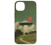 Divertido Vintage Japonés OVNI Alien Abduction Vaca Niños Adultos Carcasa para iPhone 14 Plus