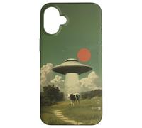 Divertido Vintage Japonés OVNI Alien Abduction Vaca Niños Adultos Carcasa para iPhone 16 Plus