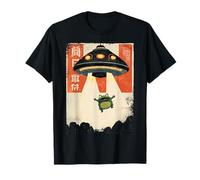 Divertido Vintage japonés Rana abdicación OVNI Alien Gráfico Camiseta