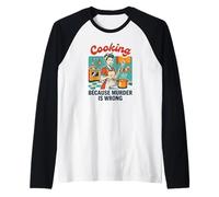 Divertido Vintage Mujer Cocinar Porque el Asesinato es incorrecto Camiseta Manga Raglan