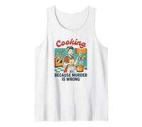 Divertido Vintage Mujer Cocinar Porque el Asesinato es incorrecto Camiseta sin Mangas