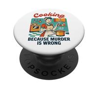 Divertido Vintage Mujer Cocinar Porque el Asesinato es incorrecto PopSockets PopGrip Adhesivo