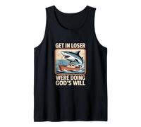 Divertido Vintage Shark Boat Attack Saying Get In Loser Camiseta sin Mangas