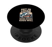 Divertido Vintage Shark Boat Attack Saying Get In Loser PopSockets PopGrip Adhesivo
