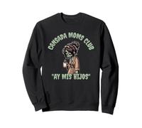 Divertido y aterrador Halloween Cansada Moms Club Ay Mis Hijos Sudadera