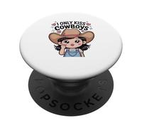 Divertido y Lindo Kawaii I Only Kiss Cowboys PopSockets PopGrip Adhesivo