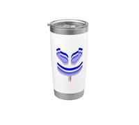 Divertido y lindo malva 3D SmilingFace Blanco|Colores azules Vaso térmico de acero inoxidable de doble pared