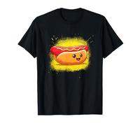 Divertido y Lindo Personaje de Hot Dog Kawaii Happy Snack Camiseta