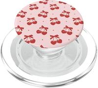 Divertido Y Lindo Rojo Sonriente Cereza Corazones Patrón Para Niñas PopSockets PopGrip para MagSafe