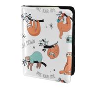 Divertido y lindo soporte para pasaporte con estampado de perezoso de animales, artículos esenciales de viaje, cartera antirrobo para tarjetas y pasaportes, tamaño para adaptarse a todos los
