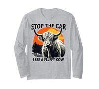 Divertido y Retro Amante de Las Vacas de Las Highlands, Pare el Coche y Veo a Fluffy Cow Manga Larga