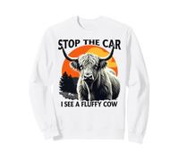 Divertido y Retro Amante de Las Vacas de Las Highlands, Pare el Coche y Veo a Fluffy Cow Sudadera