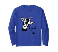 Divertido yo Cabra Esto Manga Larga, Unisex para Adultos, Azul Real, S