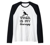 Divertido Yoga Terapia Meditación Instructor Fitness Paz Amor Camiseta Manga Raglan