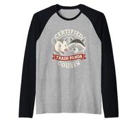 Divertido zarigüeya Caos Animal Travesuras Marsupial Papelera Panda Camiseta Manga Raglan