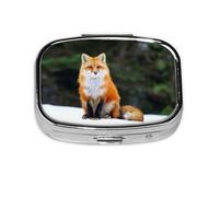 Divertido zorro impreso., Pastillero cuadrado para bolsillo o monedero, pequeño contenedor de pastillas, organizador de pastillas de viaje