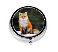 Divertido zorro impreso., Pastillero, Pastillero redondo Pequeño contenedor de pastillas Organizador de pastillas de viaje