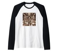 Divertidos 70s Disco Dance Floor Perro Bailando Animal Selfie Camiseta Manga Raglan