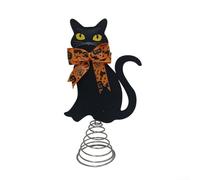 Divertidos adornos navideños de gato, encantadores gatos negros con lazos reutilizables, adorno festivo desmontable para exhibición de vacaciones de Halloween (grande)